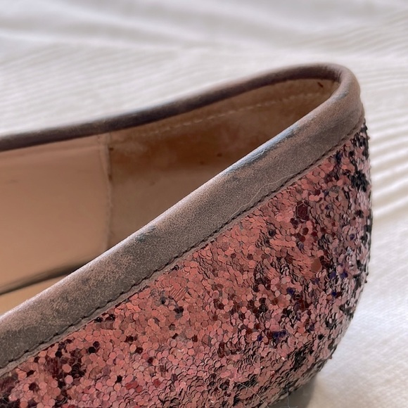 pour La Victoire Brown Glitter Leather Rory Flats Size 7.5 - Picture 9 of 9